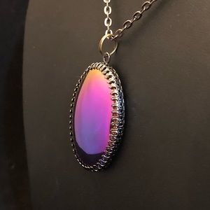 Rainbow Hermatite Oval Pendant Necklace C-4-11